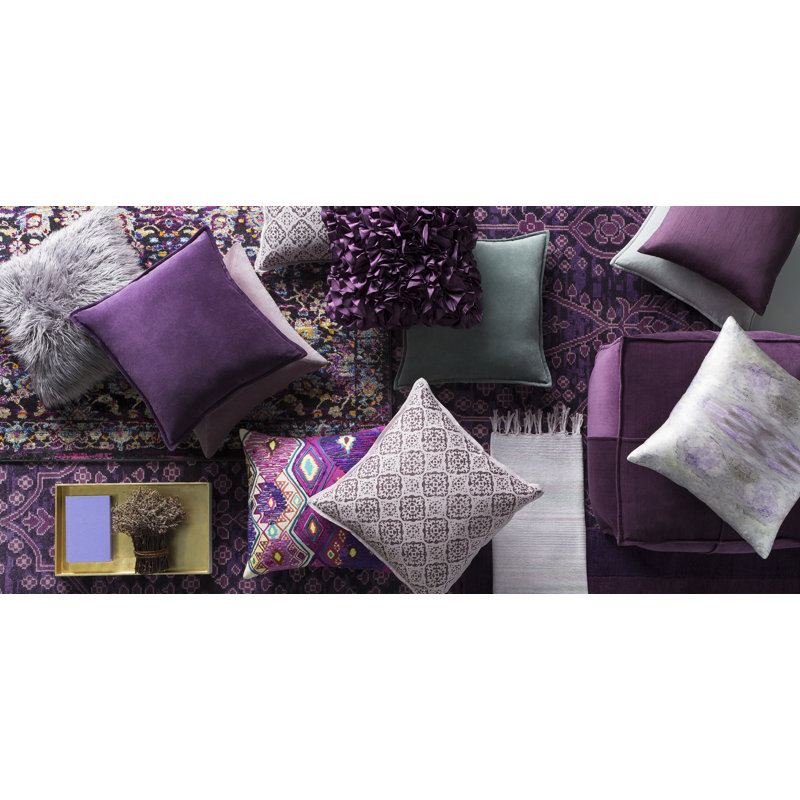 D'orsay Geometric Cotton Throw Pillow, 18" x 18" , Mauve/Dark Purple