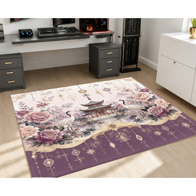 Tapis antidérapant en velours, motif floral rose et blanc rétro, tapis de sol décoratif lavable à la machine, décoration intérieure élégante pour le salon, la chambre à coucher, le vestibule, la porte d'entrée, la cuisine, le balcon et l'appartement