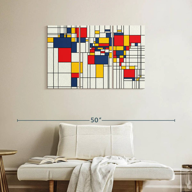 Avery Abstract Squares World Map, 24" H x 38" W