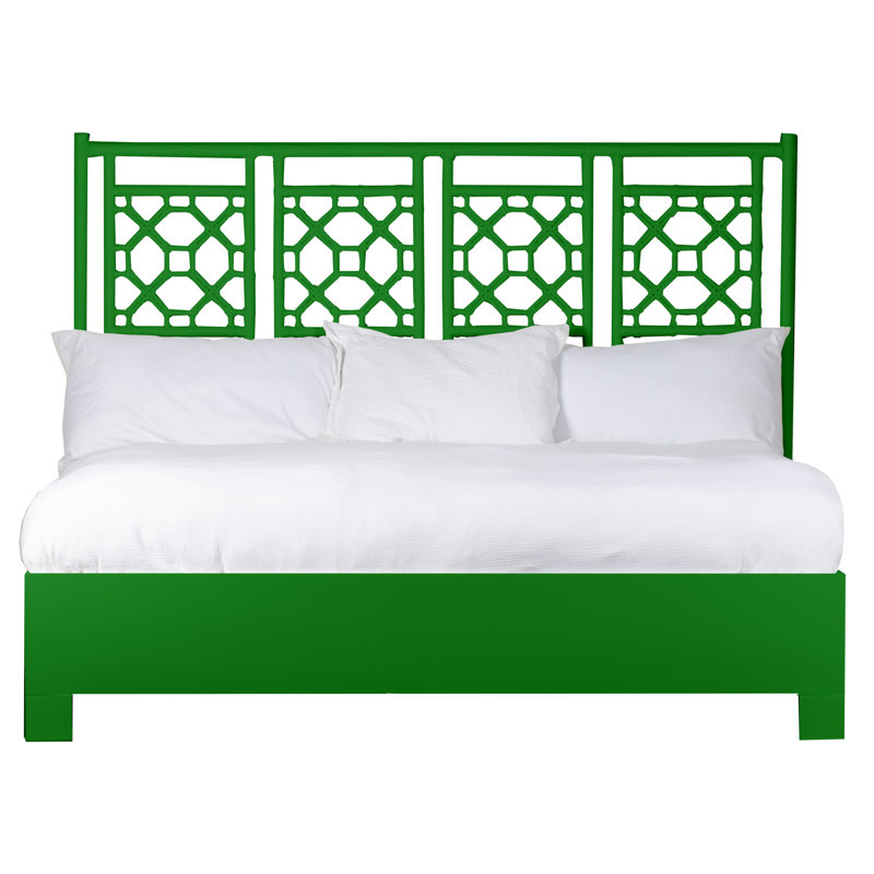 Lattice Back Platform Bed, King, Bright Green