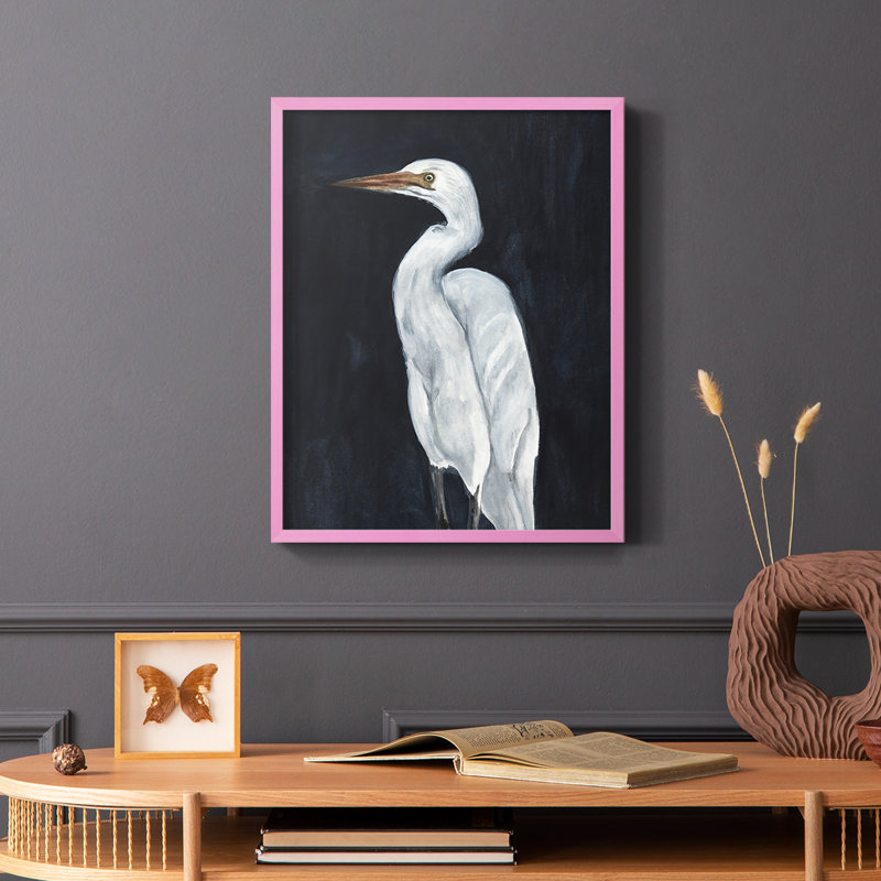 Calm Great Egret I, reproduction encadrée - bois massif, H 14 po x l 11 po, Noir