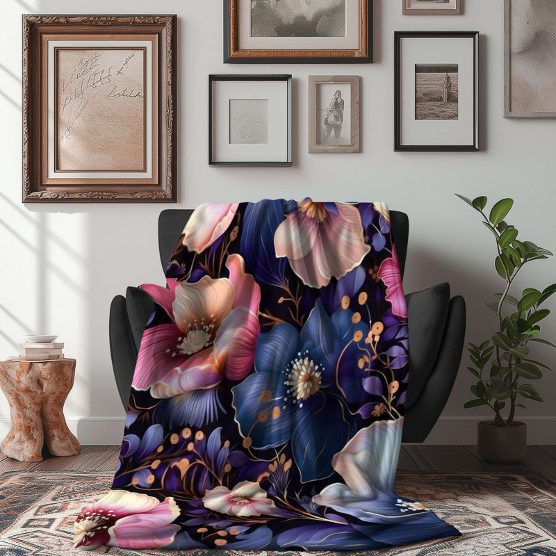 Mystical Petal Harmony - Jeté Sherpa 1 pièce Premium Bl, Grand lit