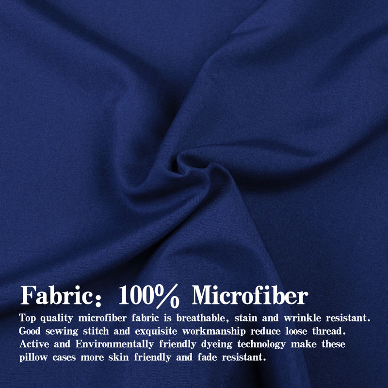 Ensemble de draps 4 pièces en microfibre 1800 Series, Ensemble de draps très grand californien avec 2 t, Bleu marine
