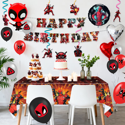 Deadpool Party Decorations,47Pcs Deadpool Birthday Decorations Set