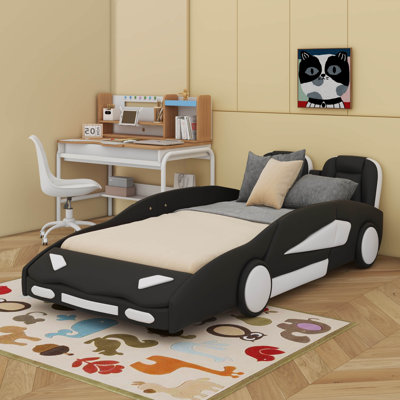 Lit plateforme simple en forme de voiture avec roulettes