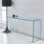 Console en verre, console en verre trempé transparent avec bureaux à bords arrondis, table de canapé