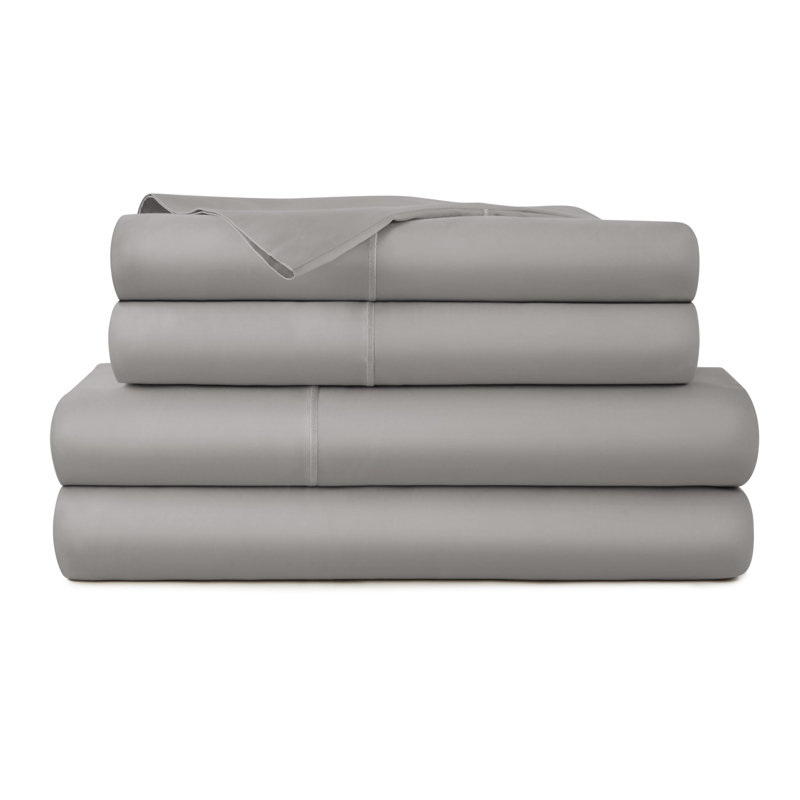 100% Organic Cotton Sheets Queen Size - GOTS Certified Organic Bed Sheets with Deep Pocket Breathable and Cozy Sateen Weave Gets Softer with Each Wash - Luxury 4 Piece Set (Stone, Queen)