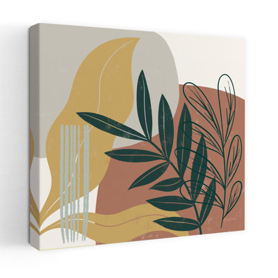 Contemporary Mid Century Modern Ii Light With Blue Botanicals Art