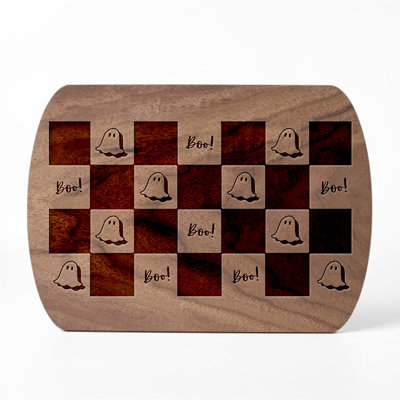 Boo Ghost Check Pattern Oval Cutting Board