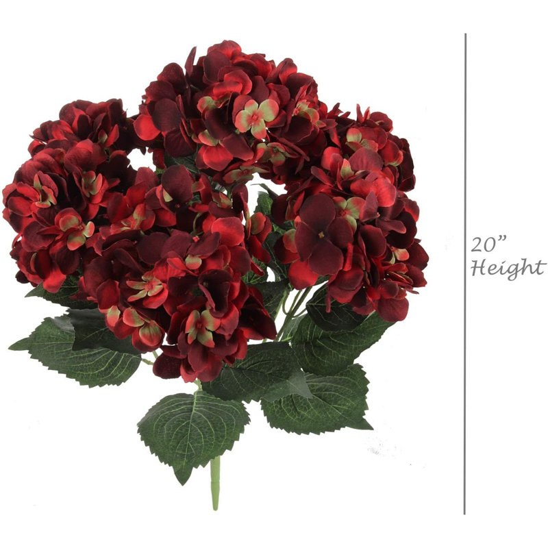  Hortensia artificiel bourgogne 21 po avec 5 têtes
