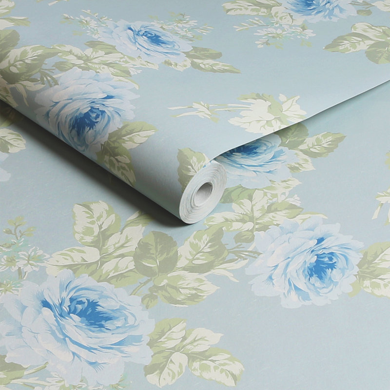 by Rachel Ashwell Royal Bouquet Floral 10m x 52cm Wallpaper Roll, Blue