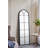 23.5X74.5" Arched Floor Mirror With Black And Gold Windowpane Design
