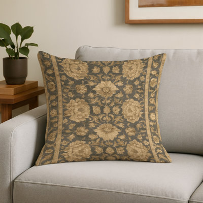 Coussin décoratif à carreaux brun intérieur et extérieur