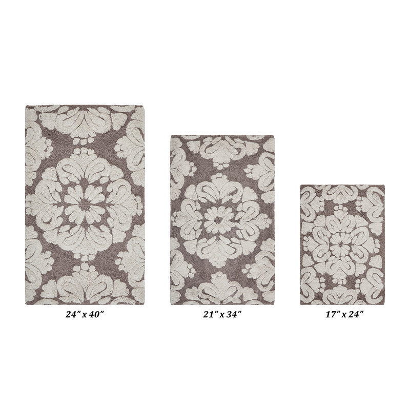 Chemash Premium-Quality 100% Cotton Super Absorbent Machine Washable 3 Piece Bathroom Rug Set, Beige