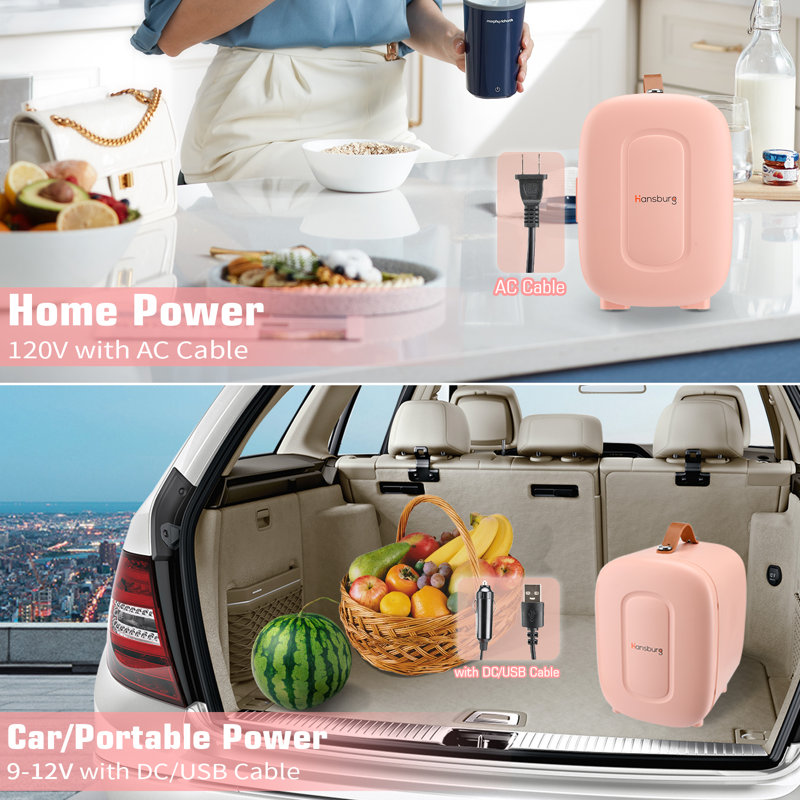 Mini réfrigérateur autoportant portatif 4 pieds cubes HANSBURG, Rose
