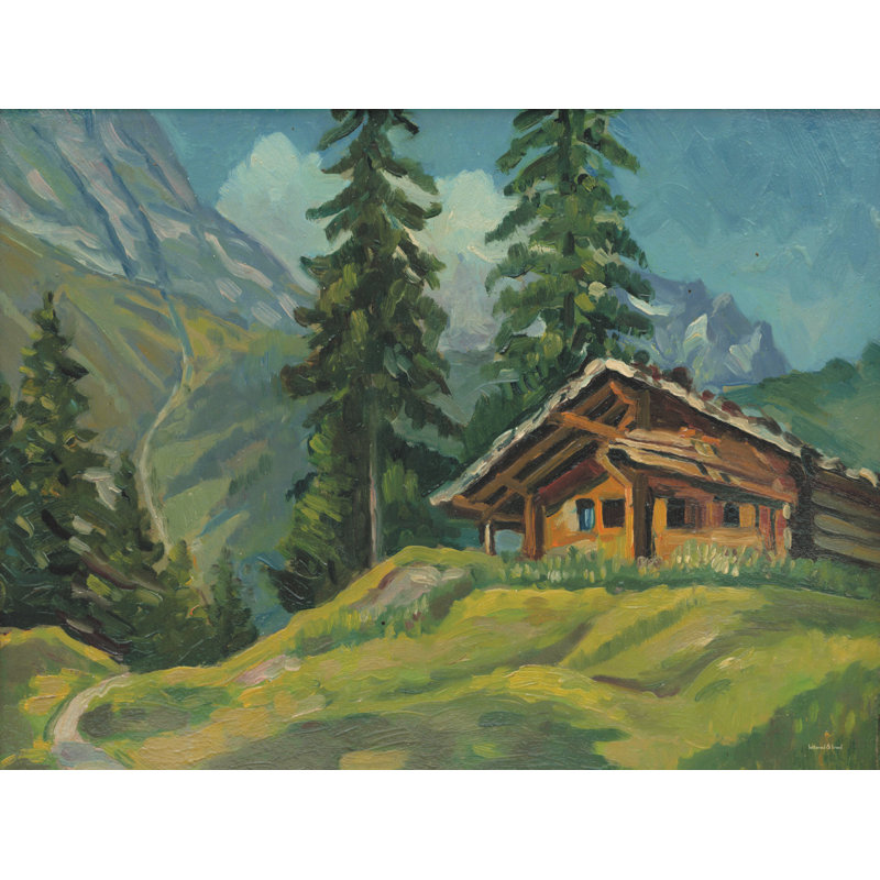 Cabane de montagne sur toile imprimée en lettres et doublée, H 8 po x l 12 po x P 1,25 po