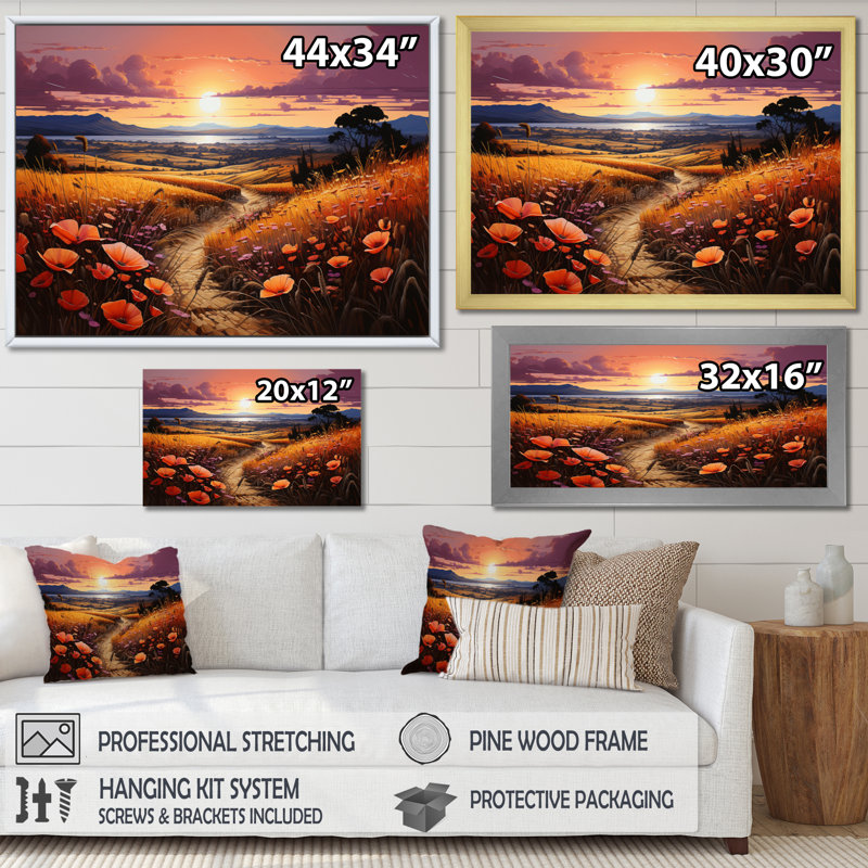 Farm Fauvist Fields II, Cadre flottant noir, H 16 po x l 32 po x P 1 po