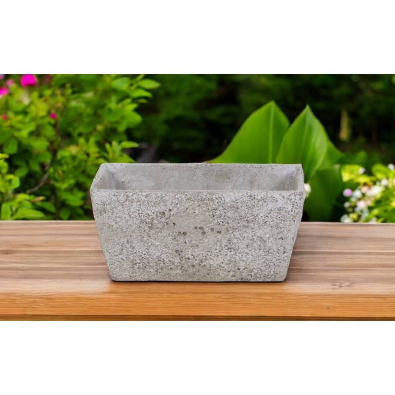 Gray Speckle Glaze Cement Rectangular Pot Planter, 9-inch