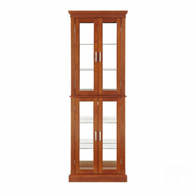 Cabinet Lighted Diapaly Cabinet With Adjustable Shelves And Mirrored Back Panel, Tempered Glass Doors