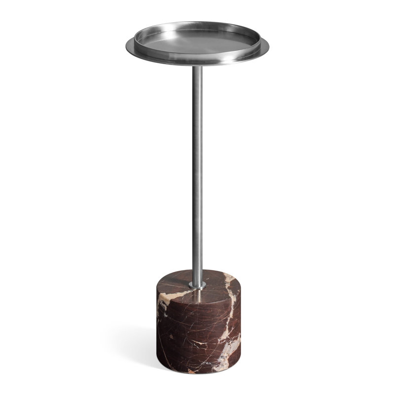 Chit Chat Marble Pedestal End Table, Putty, Green