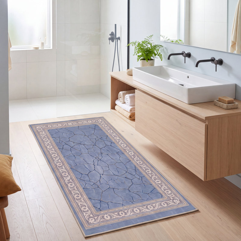 Tapis de terrasse moderne à poils courts, effet vieilli, aquarelle abstraite, bleu, gris, or, crème, ivoire, lavable à la machine, antidérapant, adapté à l'intérieur et à l'extérieur, pour salon, chambre, salle à manger, entrée, couloir, bureau.