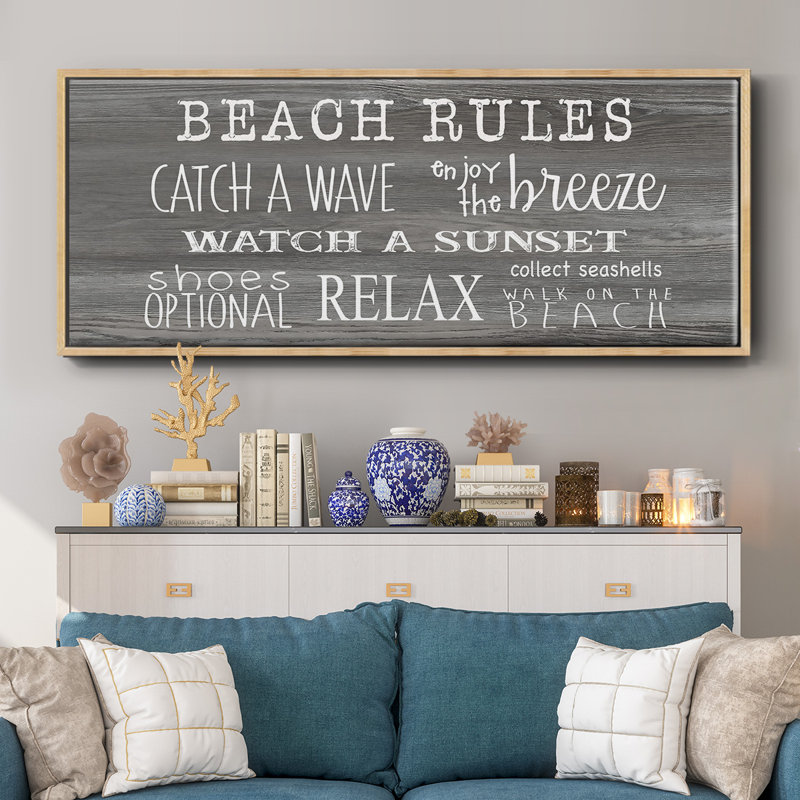 Beach Rules - Toile encadrée, H 8 po x l 20 po