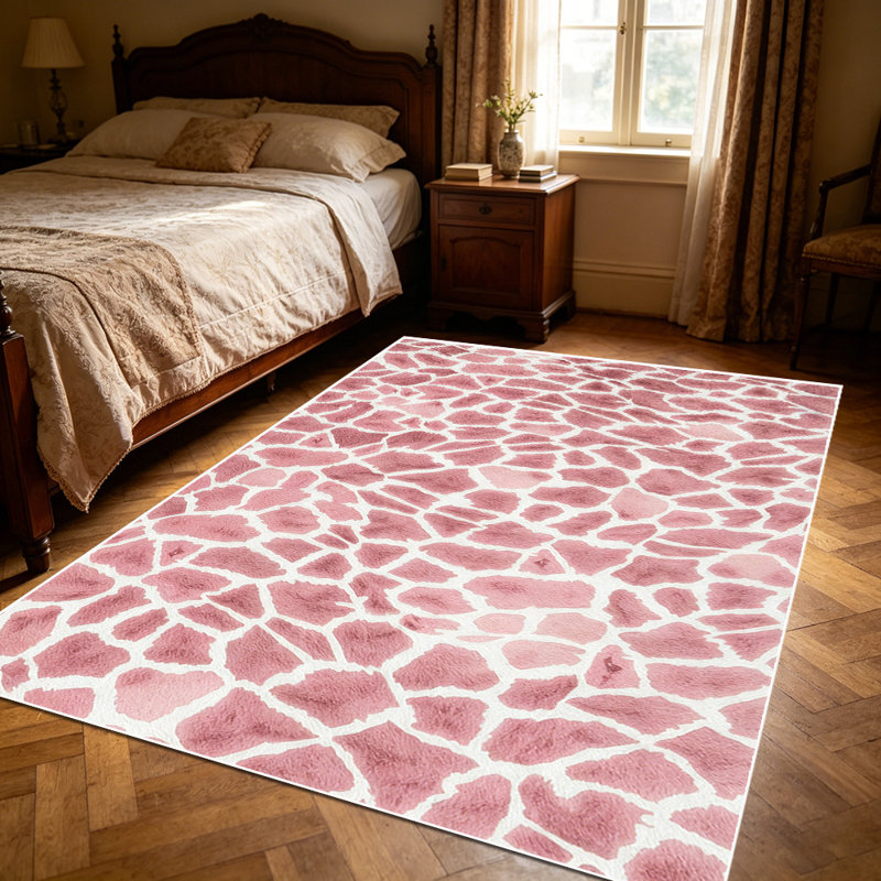 1PC pink irregular cracked geometric pattern area rugs, Soft and Comfortable, easy-to-maintain, machine washable Indoor floor mat, suitable for living room, bedroom, dining room, front entryway, balcony, patio, hallway, Home Decor, Outdoor Decor.