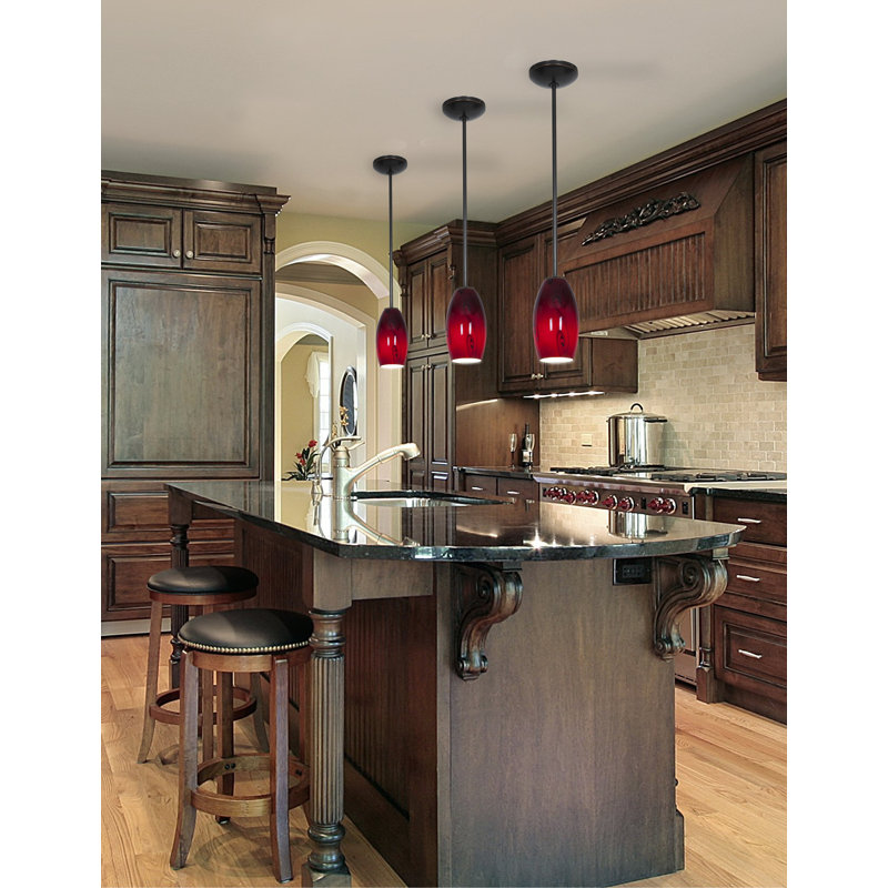 Hillpoint 1 - Light Single Pendant, Brushed Steel, Cord, Red Sky