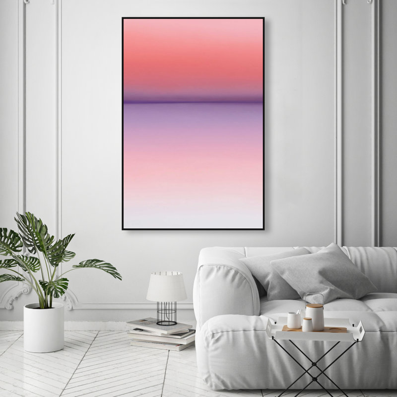Peach Coastline II Print by Oliver Gal, 37"H x 25"W, Black Floater Frame