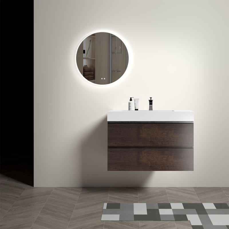 Meuble-lavabo avec lavabo Alice, Noyer, Noir, 36"