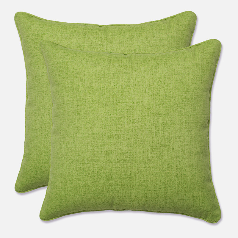  Outdoor Square Pillow Cover & Insert, Green Textured Solid