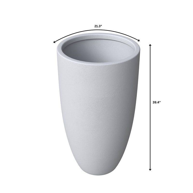 Roshini Handmade Pot Planter, Aged Concrete, 39.4" H x 21.3" W x 21.3" D