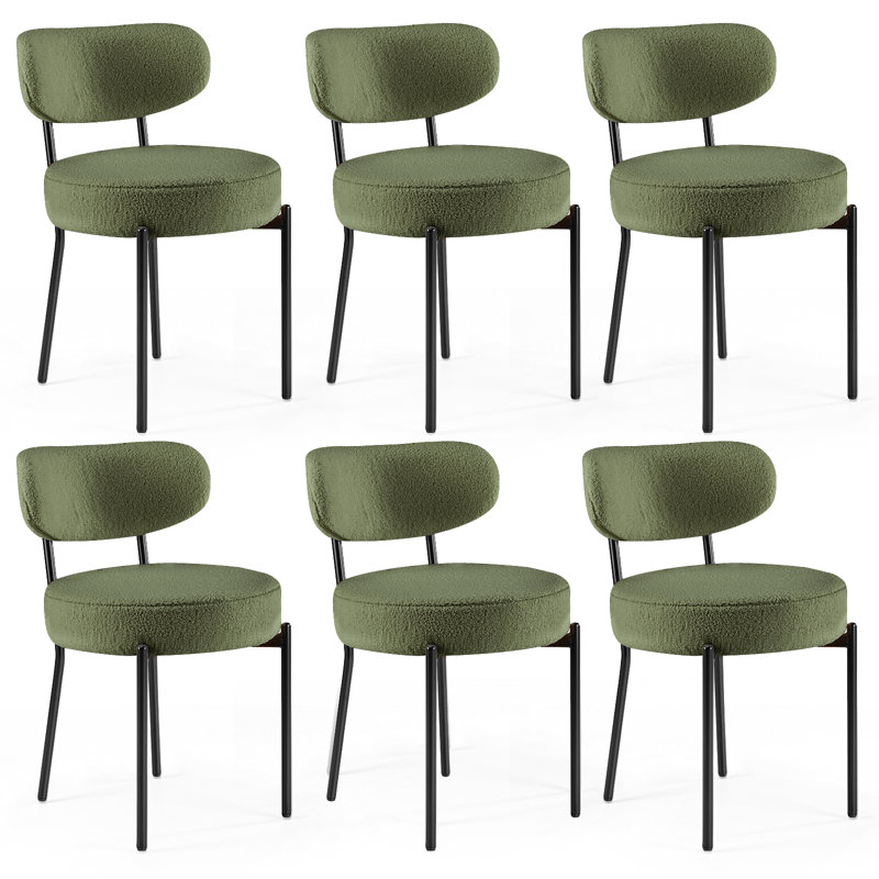 Ensemble de chaises de salle à manger en sherpa Boucle, 6, Vert
