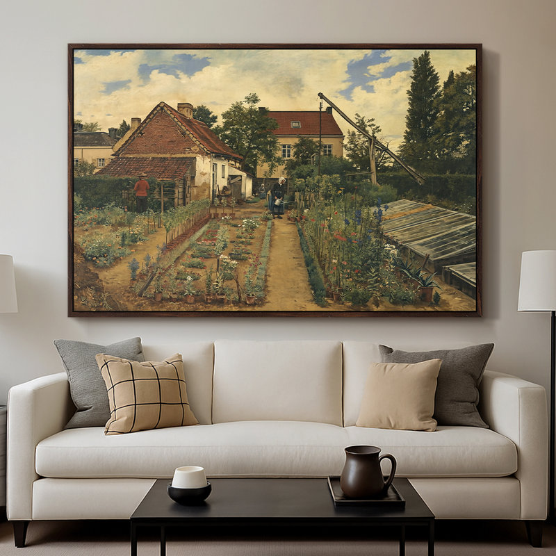 Jardin d'un fleuriste (Le jardin de fleurs), 1864 - Henri de Braekeleer, toile tendue avec châssis, 26 x 40, Noyer