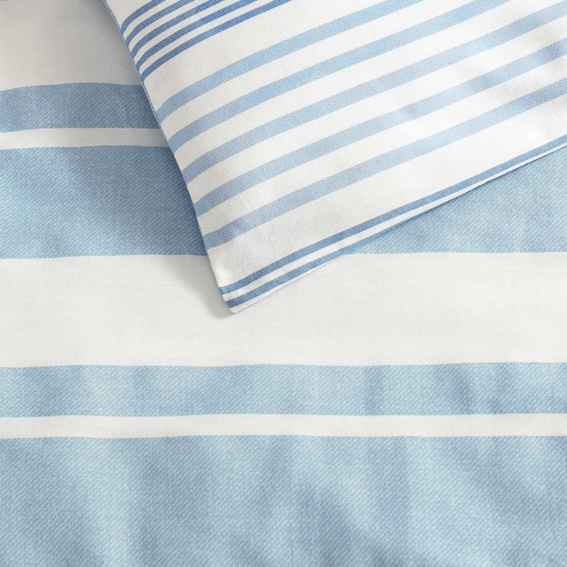 Ensemble d'édredon réversible en coton Nautica Riverside, Édredon pour lit simple + 1 taie décorative stan