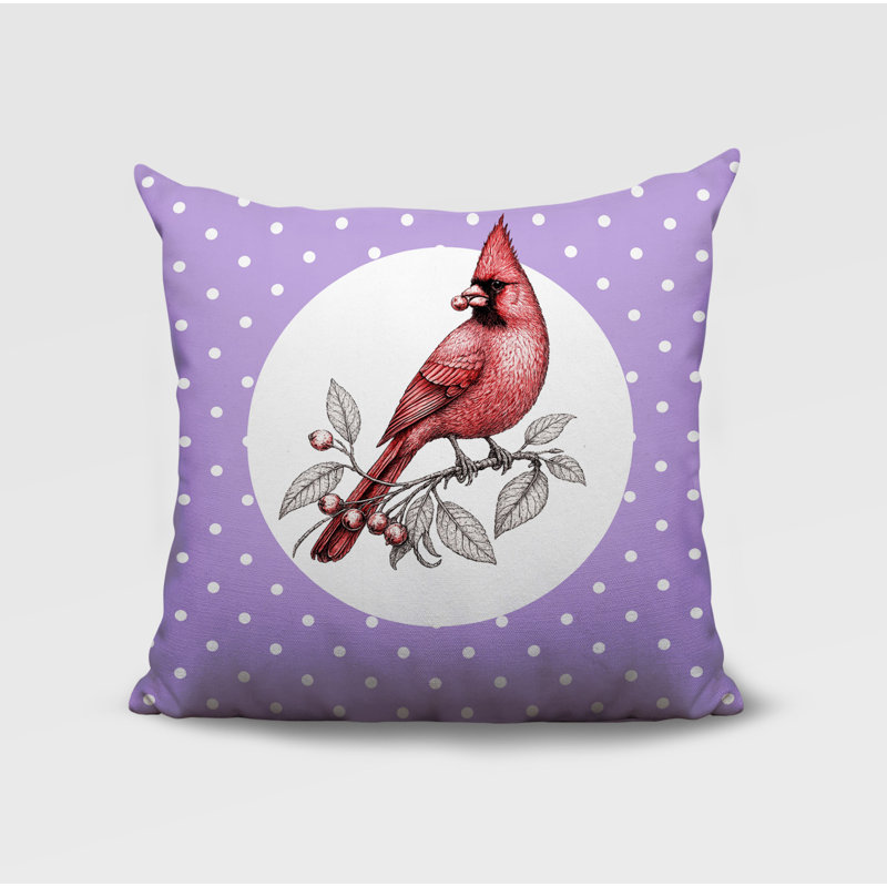 Oreiller réversible intérieur / extérieur Red Cardinal, 16 x 16, Lavande