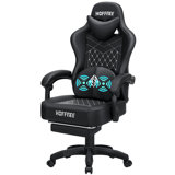 Ivy Bronx Adjustable Reclining Ergonomic Faux Leather PC & Racing Game Chair with Vibration Lumbar Pillow