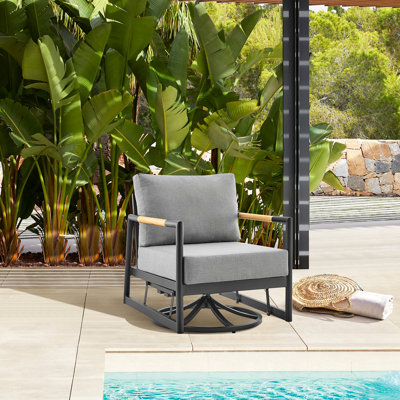 Burridge Outdoor Gliding Metal Chair with Cushions by George Oliver