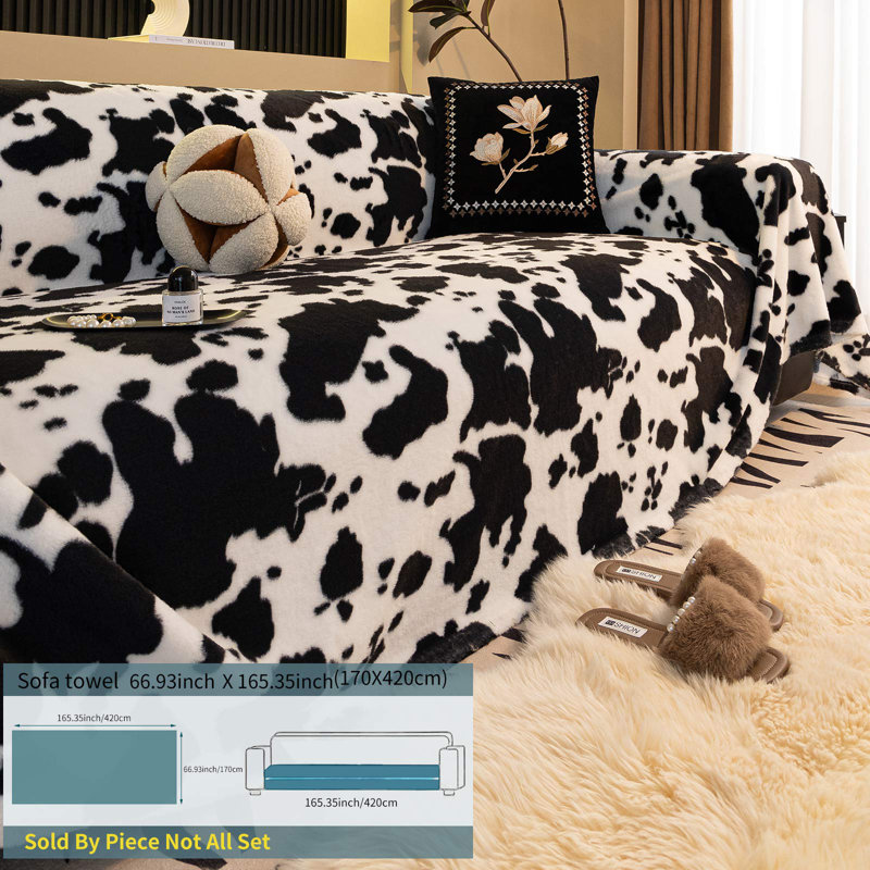 5-Seater Ultra-Thick Winter Soft Plush Couch Cover – Washable Furniture Protector for Dogs, Pets, Anti-Slip, Anti-Dust Sofa Cushion Cover, 165.35 x 66.93 Inches