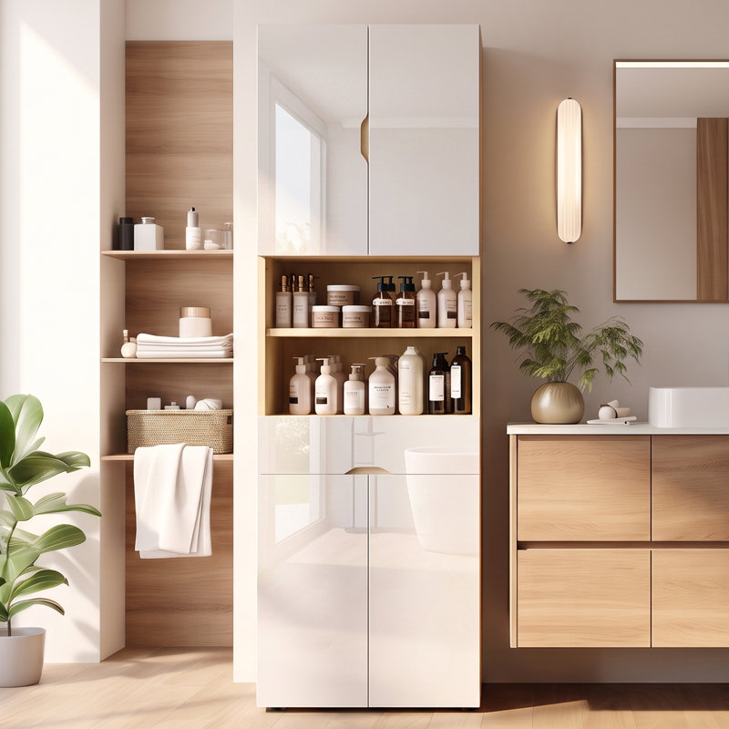 Freestanding 60cm W Bathroom Storage Cabinet, Light Oak