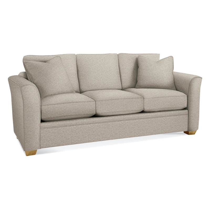 Bridgeport 85'' Upholstered Sofa, Beige Performance Fabric; 0851-73, Honey Finish