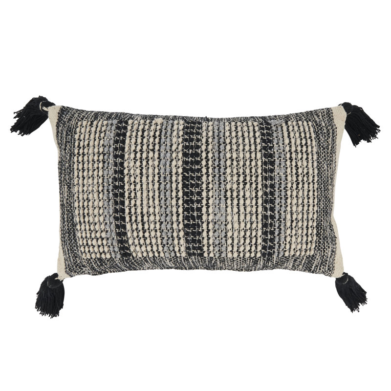 Black and Beige Rectangular Cotton Throw Pillow Cover