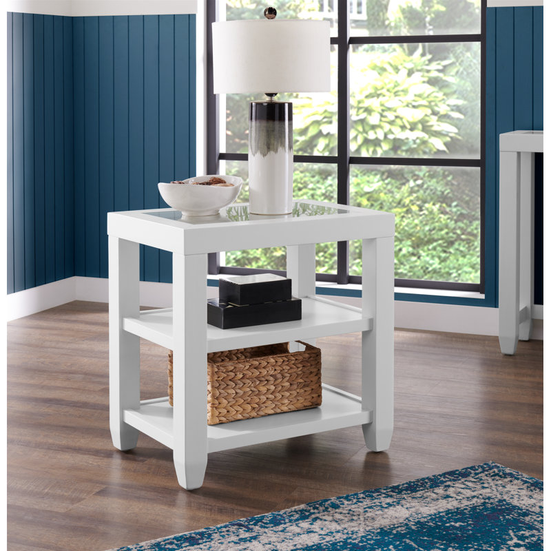 Arystan Frame End Table with Storage, White