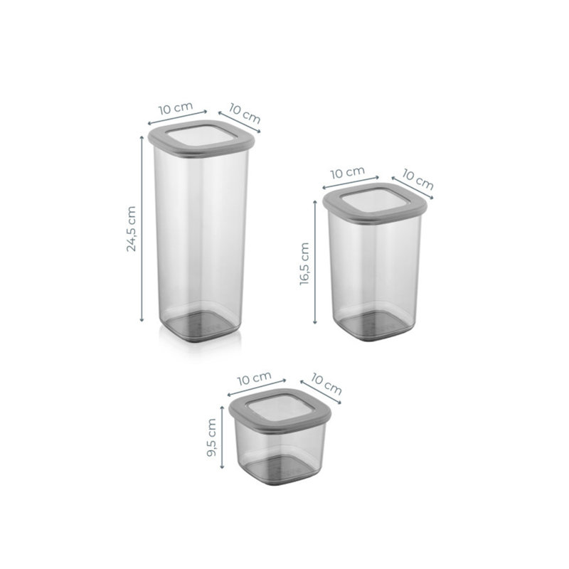 Ensemble de boîte de rangement durable 9 pièces, couleur anthracite | 3 tailles: 4 x 4 x 9,6 po (3 ps, 59,2 oz liq.), 4 x 4 x 6,5 po (3 ps, 40,6 oz liq.), 4 x 4 x 3,7 po (3 ps, 18,6 oz liq.) | 100% plastique sans BPA, va au lave-vaisselle, parfait pour organiser la maison et le bureau