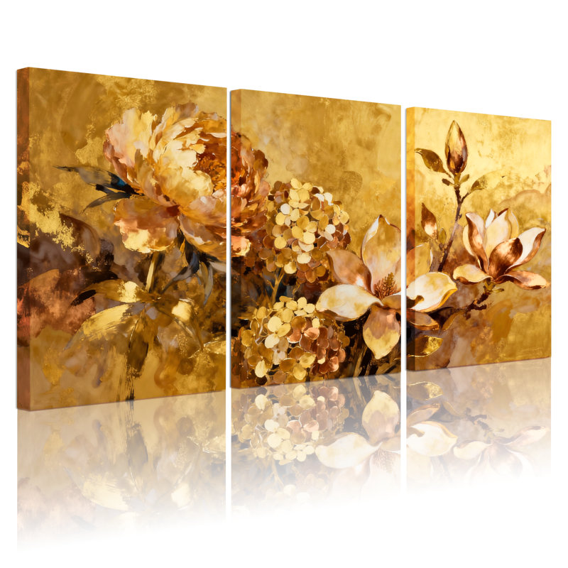 Plantes et fleurs, ensemble de 3 impressions sur toile, H 30 po x l 60 po