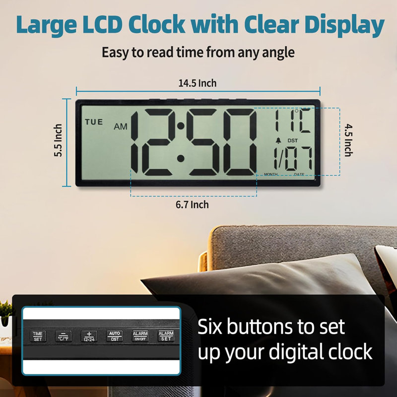 Numerical Electric Tabletop Clock in Black