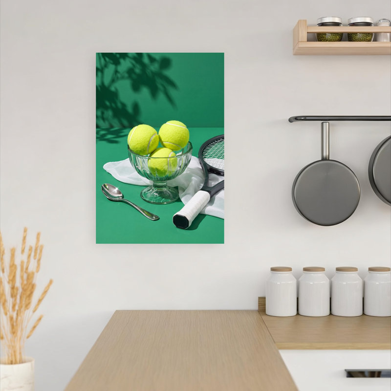 Green Tennis Still Life Vibrant Abstract Contemporary Summer Landscape Wall Art Print by Andreas Magnusson - Wrapped Canvas Print