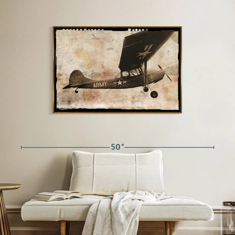 Avion de l’armée, Cadre flottant doré, 40 po x 27 po