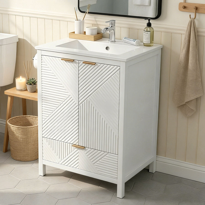 Meuble-lavabo 24 po avec lavabo, Blanc