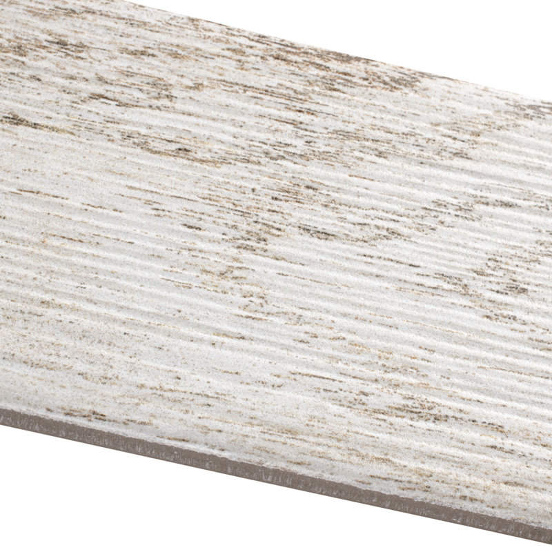 Bora 3" x 18" Porcelain Wood Look Subway Wall & Floor Tile, White
